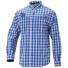 New York Giants Columbia Royal Super Slack Tide Long Sleeve Button-Up