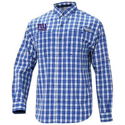 New York Giants Columbia Royal Super Slack Tide Long Sleeve Button-Up