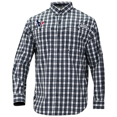 Houston Texans Columbia Navy Super Slack Tide Long Sleeve Button-Up