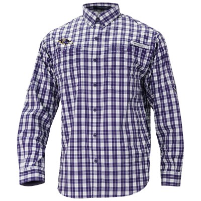 Baltimore Ravens Columbia Purple Super Slack Tide Long Sleeve Button-Up