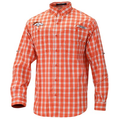Denver Broncos Columbia Orange Super Slack Tide Long Sleeve Button-Up