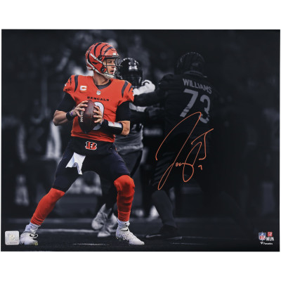 Фото с автографом Joe Burrow Cincinnati Bengals Fanatics Authentic 16 x 20 Orange Passing Spotlight