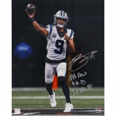 Bryce Young Carolina Panthers Autographed Fanatics Authentic 16 x 20 Debut Photograph with NFL Debut 9-10-23 and 1st NFL TD Inscriptions - Limited Edition of 9