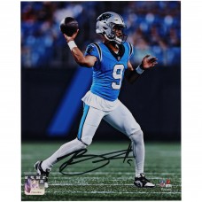 Bryce Young Carolina Panthers Autographed Fanatics Authentic 8 x 10 Vertical Passing in Blue Jersey Photograph