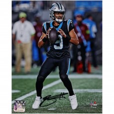 Bryce Young Carolina Panthers Autographed Fanatics Authentic 8 x 10 Vertical Passing in Black Jersey Photograph