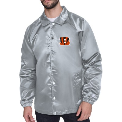 Cincinnati Bengals Starter Gray Printed Logo Raglan Coaches Full-Snap Jacket