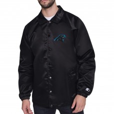 Куртка на кнопках Carolina Panthers Starter Black Printed Logo Raglan Coaches