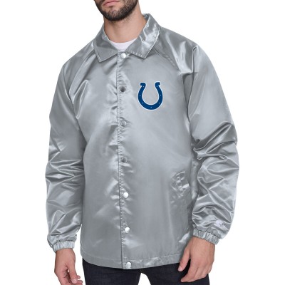 Indianapolis Colts Starter Gray Printed Logo Raglan Coaches Full-Snap Jacket