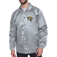 Jacksonville Jaguars Starter Gray Printed Logo Raglan Coaches Full-Snap Jacket