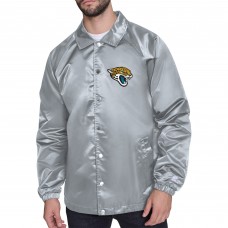 Jacksonville Jaguars Starter Gray Printed Logo Raglan Coaches Full-Snap Jacket
