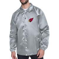 Arizona Cardinals Starter Gray Printed Logo Raglan Coaches Full-Snap Jacket