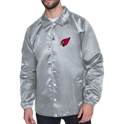 Arizona Cardinals Starter Gray Printed Logo Raglan Coaches Full-Snap Jacket