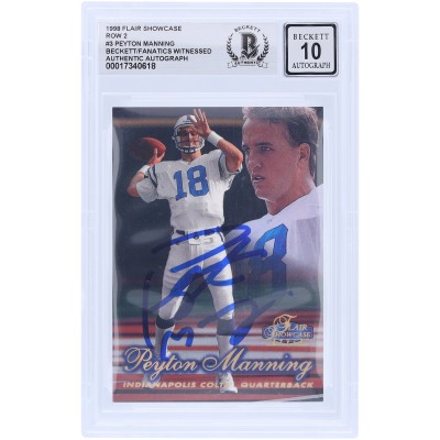 Peyton Manning Indianapolis Colts Autographed 1998 Flair Showcase Row 2 #223 Beckett Fanatics Witnessed Authenticated 10 Rookie Card