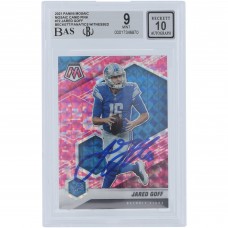 Jared Goff Detroit Lions Autographed 2021 Panini Mosaic Camo Pink #72 Beckett Fanatics Witnessed Authenticated 9/10 Card