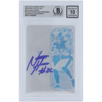 Najee Harris Pittsburgh Steelers Autographed 2022 Panini Contenders Optic Cyan Printing Plate #56 #1/1 Beckett Fanatics Witnessed Authenticated 10 Card