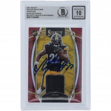 Najee Harris Pittsburgh Steelers Autographed 2021 Panini Select Red Prizm Rookie Swatches Jersey Relic #RSW-NHA Beckett Fanatics Witnessed Authenticated 10 Rookie Card