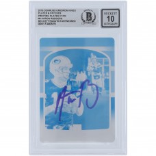 Aaron Rodgers Green Bay Packers Autographed 2019 Panini Donruss Gridiron Kings Cyan Printing Plate #8 #1/1 Beckett Fanatics Witnessed Authenticated 10 Card