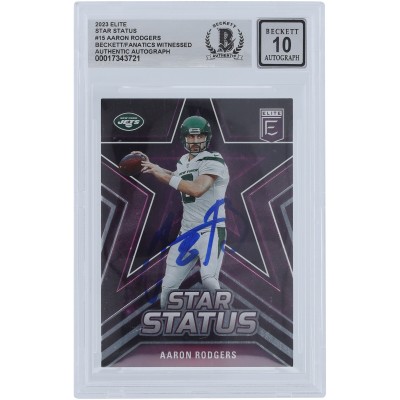Aaron Rodgers New York Jets Autographed 2023 Panini Donruss Elite Star Status #15 #/349 Beckett Fanatics Witnessed Authenticated 10 Card