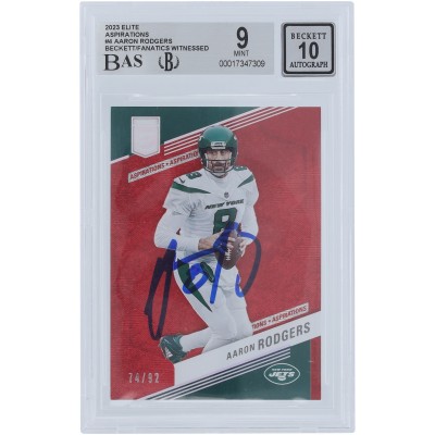 Aaron Rodgers New York Jets Autographed 2023 Panini Donruss Elite Aspirations #4 #/92 Beckett Fanatics Witnessed Authenticated 9/10 Card