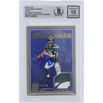 Aaron Rodgers New York Jets Autographed 2023 Panini Donruss Elite Craftsman Jerseys Prime #6 #/99 Beckett Fanatics Witnessed Authenticated 10 Card