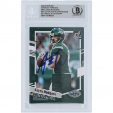 Aaron Rodgers New York Jets Autographed 2023 Panini Donruss Threads Relic #DTH-AROD Beckett Fanatics Witnessed Authenticated Card Aaron Rodgers New York Jets Autographed 2023 Panini Donruss Threads Relic #DTH-AROD Beckett Fanatics Witnessed Authenticated Card