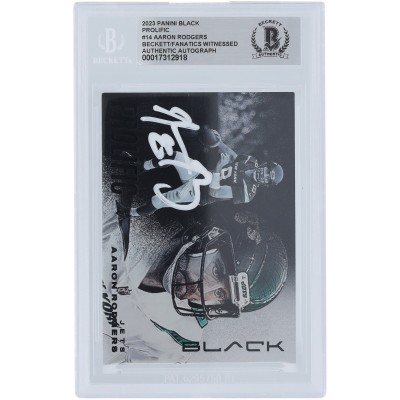Aaron Rodgers New York Jets Autographed 2023 Panini Black Prolific White Ink #PC-14 Beckett Fanatics Witnessed Authenticated Card