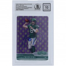 Aaron Rodgers New York Jets Autographed 2023 Panini Plates & Patches Metal Vector #77 #/35 Beckett Fanatics Witnessed Authenticated 10 Card Aaron Rodgers New York Jets Autographed 2023 Panini Plates & Patches Metal Vector #77 #/35 Beckett Fanatics Witnessed Authenticated 10 Card