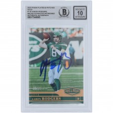 Aaron Rodgers New York Jets Autographed 2023 Panini Plates & Patches Gold #118 #/35 Beckett Fanatics Witnessed Authenticated 10 Card Aaron Rodgers New York Jets Autographed 2023 Panini Plates & Patches Gold #118 #/35 Beckett Fanatics Witnessed Authenticated 10 Card