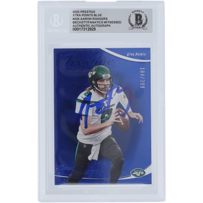 Aaron Rodgers New York Jets Autographed 2023 Panini Prestige Xtra Points Blue #224 #/399 Beckett Fanatics Witnessed Authenticated Card