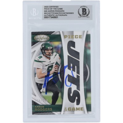 Aaron Rodgers New York Jets Autographed 2023 Panini Certified Piece of the Game Relic #POG-46 Beckett Fanatics Witnessed Authenticated Card