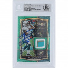 Tua Tagovailoa Miami Dolphins Autographed 2020 Panini Select Green Prizm Draft Selections Memorabilia Tri-Color Logo Relic #DS-TTA #4/5 Beckett Fanatics Witnessed Authenticated Rookie Card