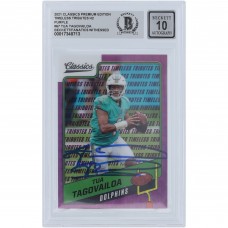 Tua Tagovailoa Miami Dolphins Autographed 2021 Panini Classic Premium Edition Timeless Tributes H2 Purple #67 #/50 Beckett Fanatics Witnessed Authenticated 10 Card