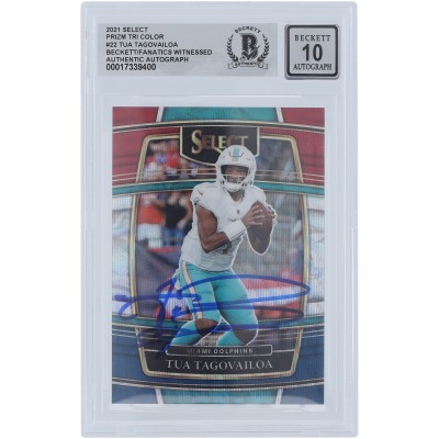 Tua Tagovailoa Miami Dolphins Autographed 2021 Panini Select Tri-Color Prizm #22 #/249 Beckett Fanatics Witnessed Authenticated 10 Card
