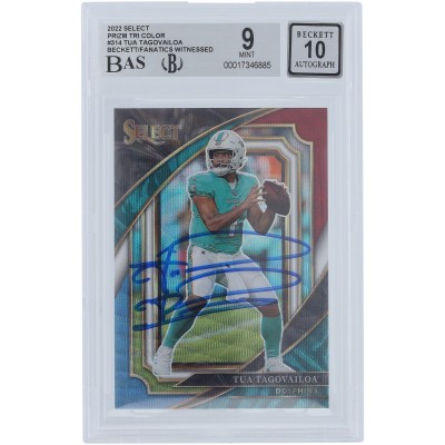Tua Tagovailoa Miami Dolphins Autographed 2022 Panini Select Tri-Color Prizm #314 #/149 Beckett Fanatics Witnessed Authenticated 9/10 Card