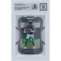 Garrett Wilson New York Jets Autographed 2022 Panini Prizm Green Ink #309 Beckett Fanatics Witnessed Authenticated 10 Rookie Card