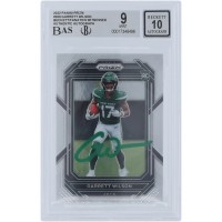 Garrett Wilson New York Jets Autographed 2022 Panini Prizm Green Ink #309 Beckett Fanatics Witnessed Authenticated 9/10 Rookie Card