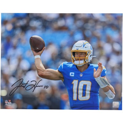 Justin Herbert Los Angeles Chargers Autographed Fanatics Authentic 16 x 20 Throwing Photograph