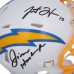 Justin Herbert & Jim Harbaugh Los Angeles Chargers Autographed Fanatics Authentic Riddell Speed Mini Helmet