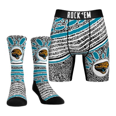 Unisex Jacksonville Jaguars Rock Em Socks Throwback Splash Underwear and Crew Socks Combo Pack
