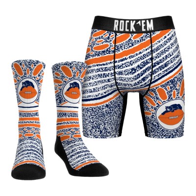 Unisex Chicago Bears Rock Em Socks Throwback Splash Underwear and Crew Socks Combo Pack