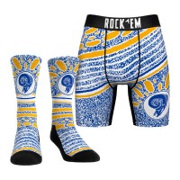 Los Angeles Rams Rock Em Socks Unisex Throwback Splash Underwear and Crew Socks Combo Pack