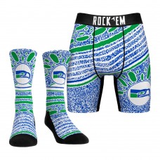 Unisex Seattle Seahawks Rock Em Socks Throwback Splash Underwear and Crew Socks Combo Pack