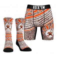 Unisex Cleveland Browns Rock Em Socks Throwback Splash Underwear and Crew Socks Combo Pack