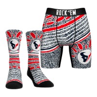 Unisex Houston Texans Rock Em Socks Throwback Splash Underwear and Crew Socks Combo Pack
