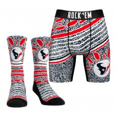 Unisex Houston Texans Rock Em Socks Throwback Splash Underwear and Crew Socks Combo Pack