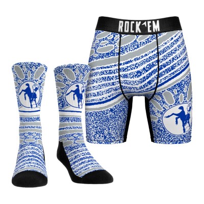 Unisex Indianapolis Colts Rock Em Socks Throwback Splash Underwear and Crew Socks Combo Pack