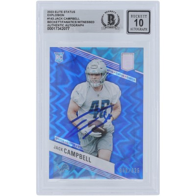 Jack Campbell Detroit Lions Autographed 2023 Panini Donruss Elite Status Explosion #143 #/625 Beckett Fanatics Witnessed Authenticated 10 Rookie Card