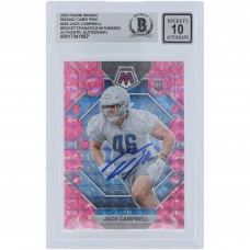 Jack Campbell Detroit Lions Autographed 2023 Panini Mosaic Camo Pink Mosaic #323 Beckett Fanatics Witnessed Authenticated 10 Rookie Card