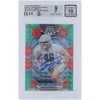 Jack Campbell Detroit Lions Autographed 2023 Panini Mosaic Red & Green Choice Mosaic #323 Beckett Fanatics Witnessed Authenticated 9/10 Rookie Card