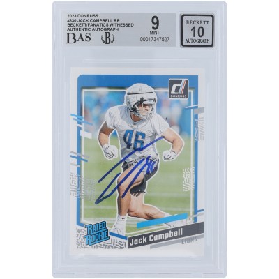 Jack Campbell Detroit Lions Autographed 2023 Panini Donruss Rated Rookie #330 Beckett Fanatics Witnessed Authenticated 9/10 Rookie Card
